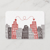 赤と黒の新しいアドレスカードレトロ建物 エンクロージャーカード (裏面)