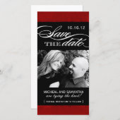 赤と黒の日付の写真カードを保存 セーブザデート (正面/裏面)