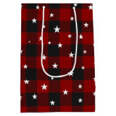 赤と黒の星の格子模様 ミディアムペーパーバッグ (裏面)