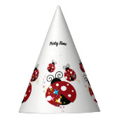 赤と黒の星付きテントウムシ3匹 パーティーハット (正面)