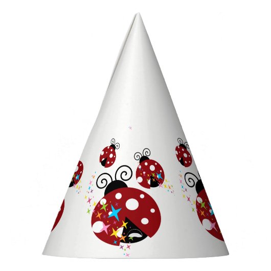 赤と黒の星付きテントウムシ3匹 パーティーハット (左)