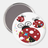 赤と黒の星付きテントウムシ3匹 マグネット (正面/裏面)