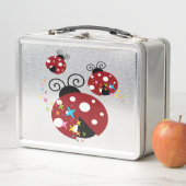 赤と黒の星付きテントウムシ3匹 メタルランチボックス (インサイチュ)