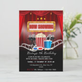 赤と黒の映画の夜の誕生日パーティーの招待 招待状 (スタンド正面)