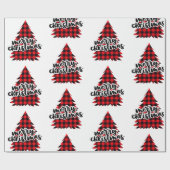 赤と黒の格子模様のクリスマスツリー ラッピングペーパー (フラット)