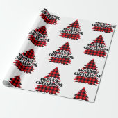 赤と黒の格子模様のクリスマスツリー ラッピングペーパー (アンロールド)