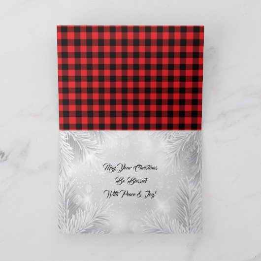 赤と黒の格子模様のブルエルククリスマスカード シーズンカード (内部)