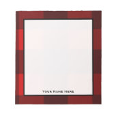 赤と黒の格子模様のメモパーソナライズされた帳 ノートパッド (正面)