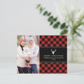 赤と黒の格子模様の休日の写真はがき ポストカード (スタンド正面)