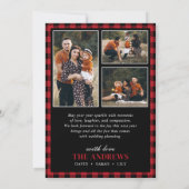 赤と黒の格子模様の家族の写真クリスマス シーズンカード (裏面)