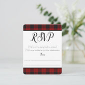 赤と黒の格子模様の返信カード 出欠カード (スタンド正面)