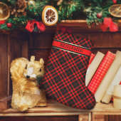 赤と黒の格子模様モダン名 スモールクリスマスストッキング