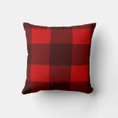 赤と黒の格子模様モノグラム枕 クッション (裏面)