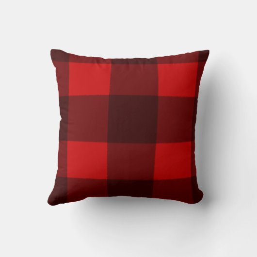 赤と黒の格子模様モノグラム枕 クッション (裏面)
