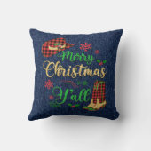 赤と黒の格子模様女性のカーボーイクリスマスピロー クッション (裏面)