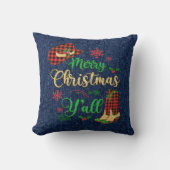 赤と黒の格子模様女性のカーボーイクリスマスピロー クッション (正面)