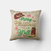 赤と黒の格子模様女性のカーボーイクリスマスピロー クッション (裏面)