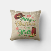 赤と黒の格子模様女性のカーボーイクリスマスピロー クッション (正面)