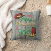 赤と黒の格子模様女性のカーボーイクリスマスピロー クッション (ブランケット)