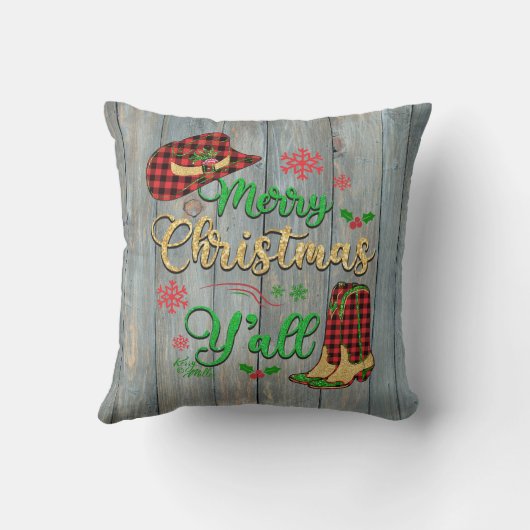 赤と黒の格子模様女性のカーボーイクリスマスピロー クッション (裏面)