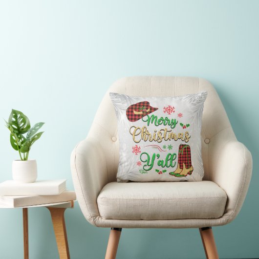 赤と黒の格子模様女性のカーボーイクリスマスピロー クッション (椅子)