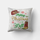 赤と黒の格子模様女性のカーボーイクリスマスピロー クッション (裏面)