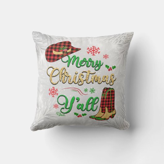 赤と黒の格子模様女性のカーボーイクリスマスピロー クッション (裏面)