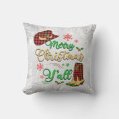 赤と黒の格子模様女性のカーボーイクリスマスピロー クッション (正面)