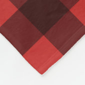 赤と黒の格子縞に黒い熊パーソナライズされた フリースブランケット (角)