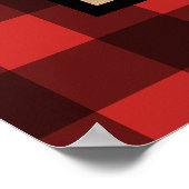 赤と黒の格子縞のブラックベアのカスタマイズ ポスター (角)