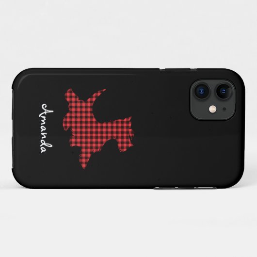 赤と黒の格子縞スコットランド犬の携帯電話カバー Case-Mate iPhoneケース (裏面(横))