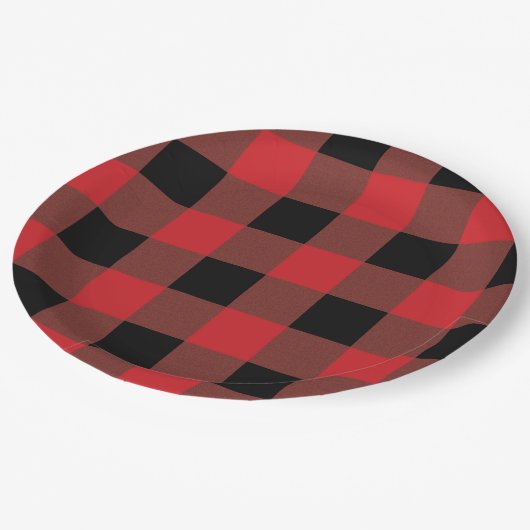 赤と黒の格子縞 ペーパープレート (アングル)