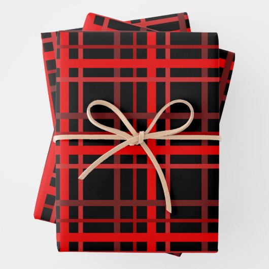 赤と黒の格子縞 ラッピングペーパーシート (インサイチュ)