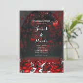 赤と黒の森のバラ ゴシックウェディング 招待状 (スタンド正面)