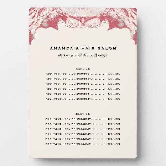 赤と黒の水の色のビジネス価格リストプラーク フォトプラーク (正面)