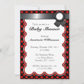 赤と黒の水玉模様ベビーシャワー招待状 招待状 (正面)