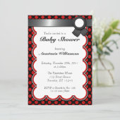 赤と黒の水玉模様ベビーシャワー招待状 招待状 (スタンド正面)