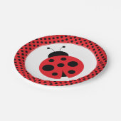 赤と黒の水玉模様ラディバグパーティープレート ペーパープレート (アングル)