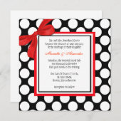 赤と黒の水玉模様結婚式招待状 招待状 (正面/裏面)