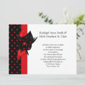 赤と黒の水玉模様結婚式招待状 招待状 (スタンド正面)