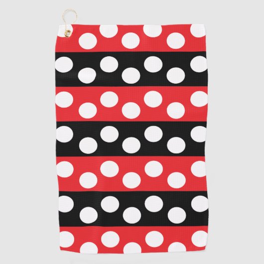 赤と黒の水玉模様 ゴルフタオル (正面)