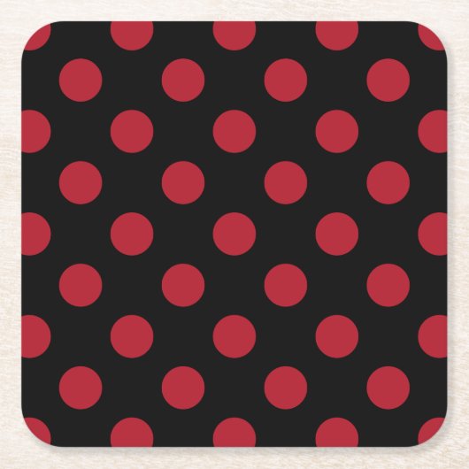 赤と黒の水玉模様 スクエアペーパーコースター (正面)