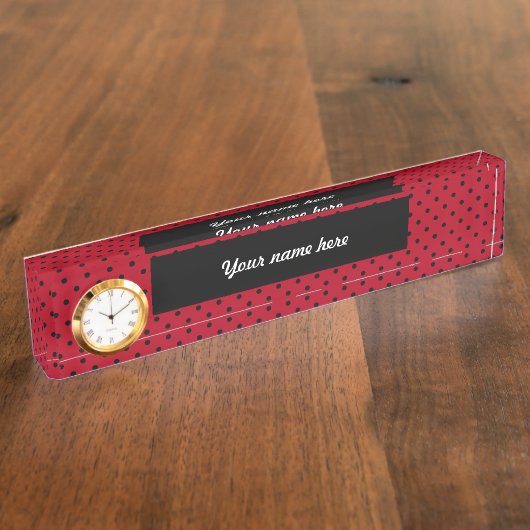 赤と黒の水玉模様 デスクネームプレート (側面)