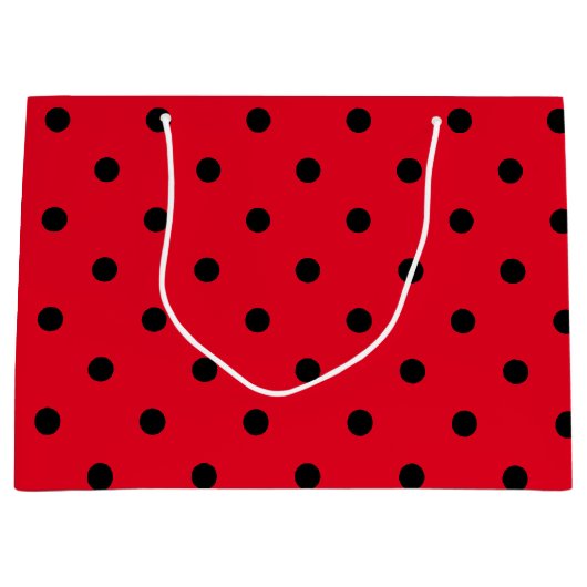 赤と黒の水玉模様 ラージペーパーバッグ (正面)