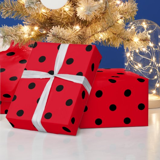 赤と黒の水玉 ラッピングペーパー (クリスマス)