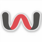 赤と黒の波のミニマルレターWモノグラム シール (正面)