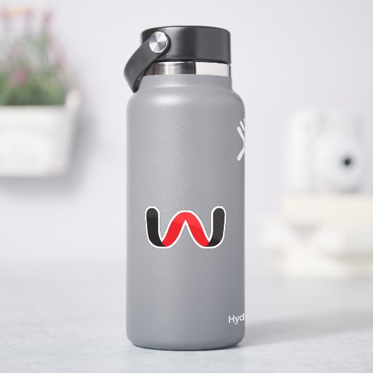 赤と黒の波のミニマルレターWモノグラム シール (HydroFlask)