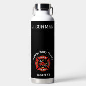 赤と黒の消防署のロゴパーソナライズされた ウォーターボトル (正面)