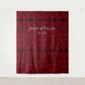 赤と黒の渦巻きゴシックウェディング タペストリー (正面)