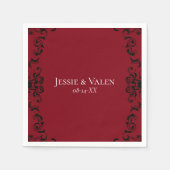 赤と黒の渦巻きゴシック結婚ズ スタンダードカクテルナプキン (正面)